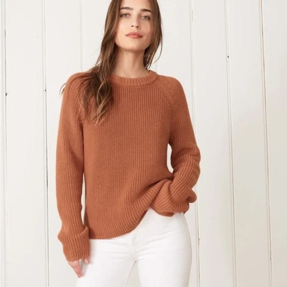 Jenni Kayne Warm Brown Fisherman Crew Neck Sweater